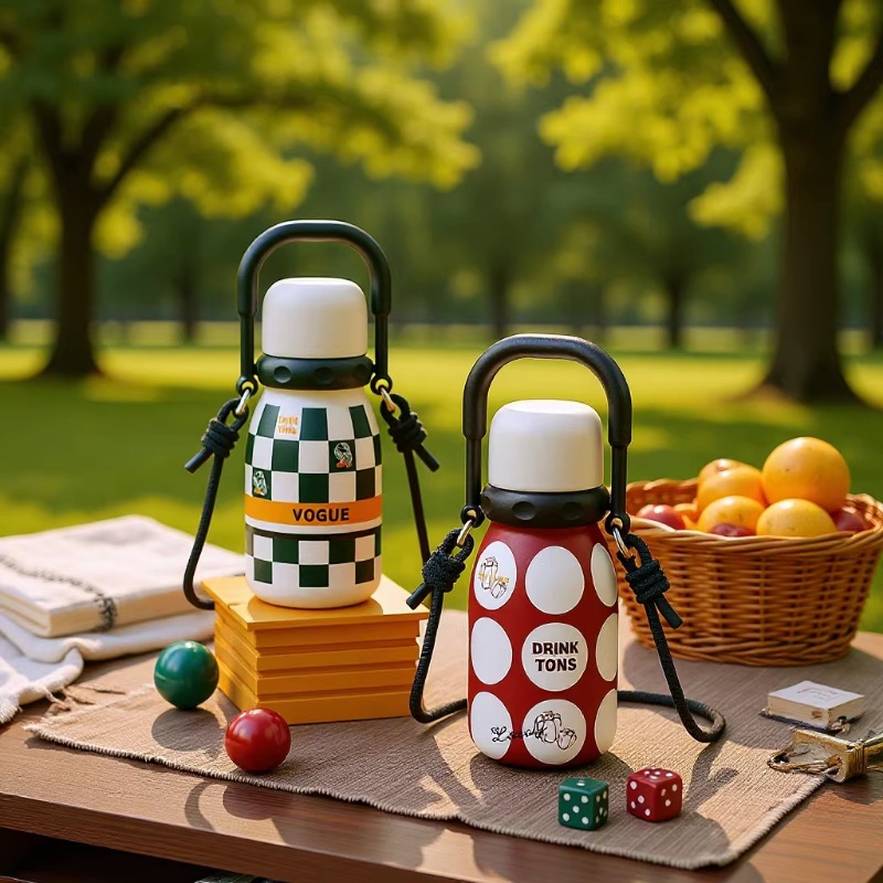 高颜值316不锈钢保温杯便携提手户外大容量双饮学生水壶新款