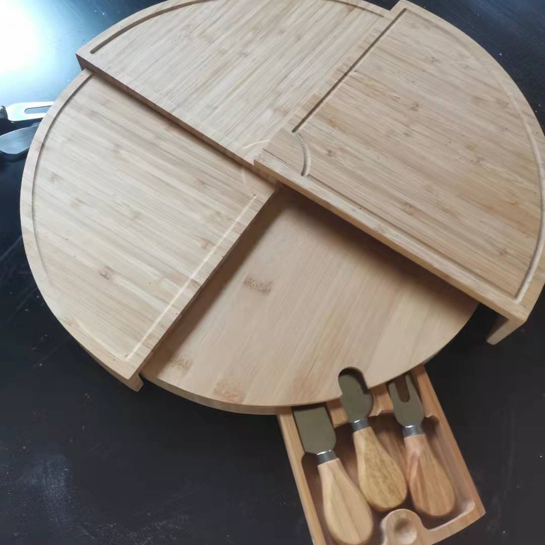 Plato de queso Amazon caliente al por mayor en stock cajón de bambú cuchillo de queso pan plato de queso plato de postre de frutas