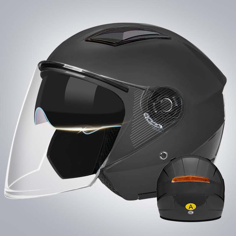 Winter Warm Windproof: Universal Motosiklet kaskı (dəbilqə) - b4-double-lens-matte-black-hd-long-lens-3c-certification