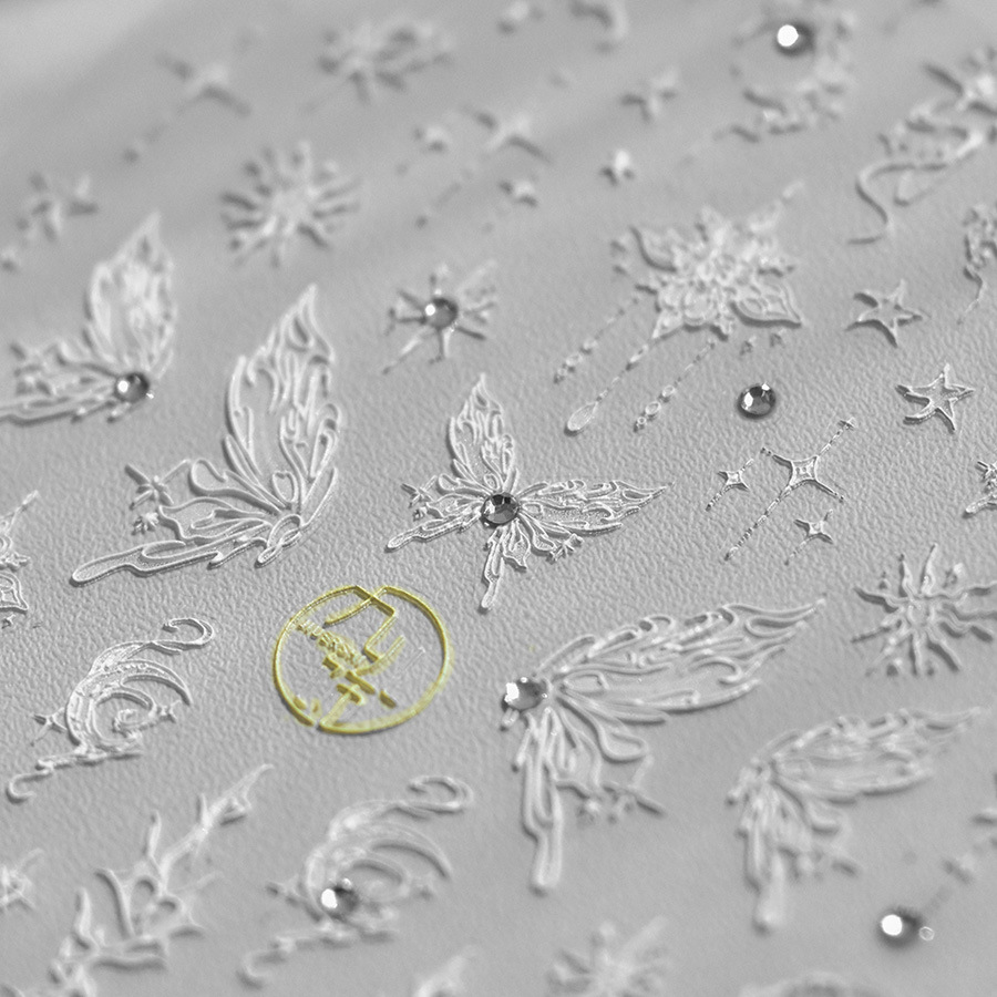 Tomoni pegatinas de manicura de diamantes de cristal, serpentina de moda, mariposa semitransparente, pegatinas para uñas de boda, concha de fábrica, mariposa fotodinámica