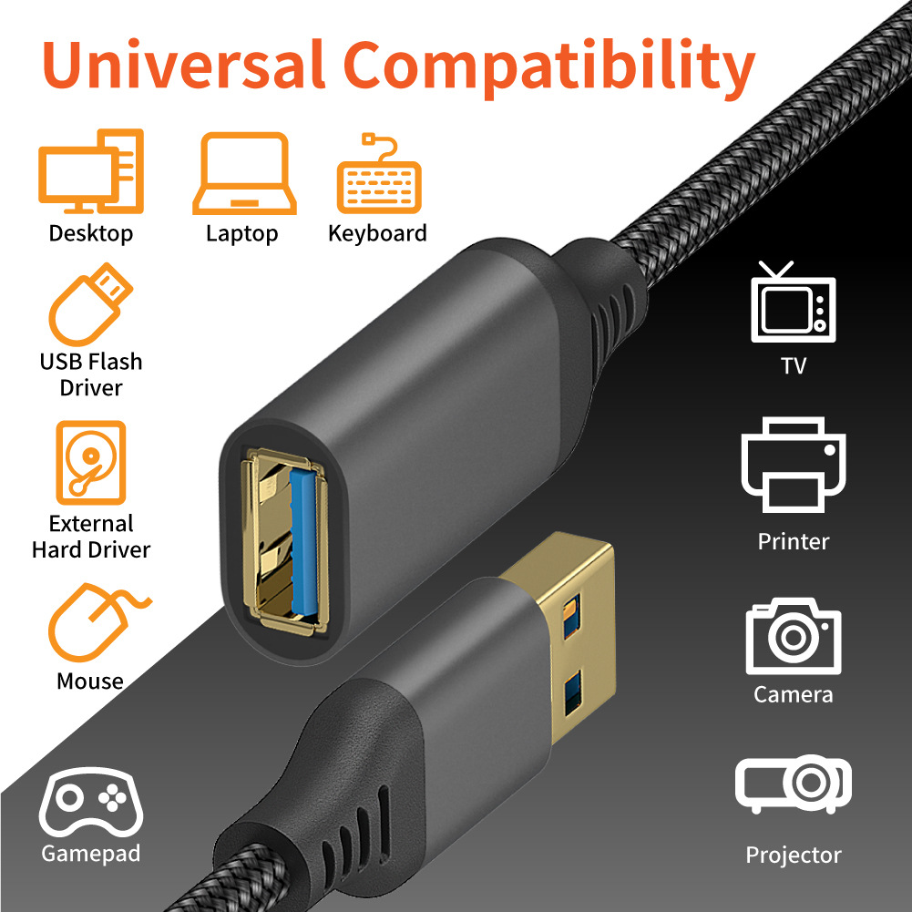 ナイロン編組usb 3.0公対母高速伝送ケーブルコンピュータハードディスクカメラプリンタ延長線