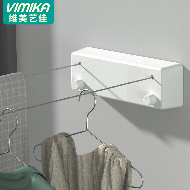 Tendedero invisible retráctil sin taladro para secar ropa en interiores y exteriores en balcones, material de acero inoxidable.