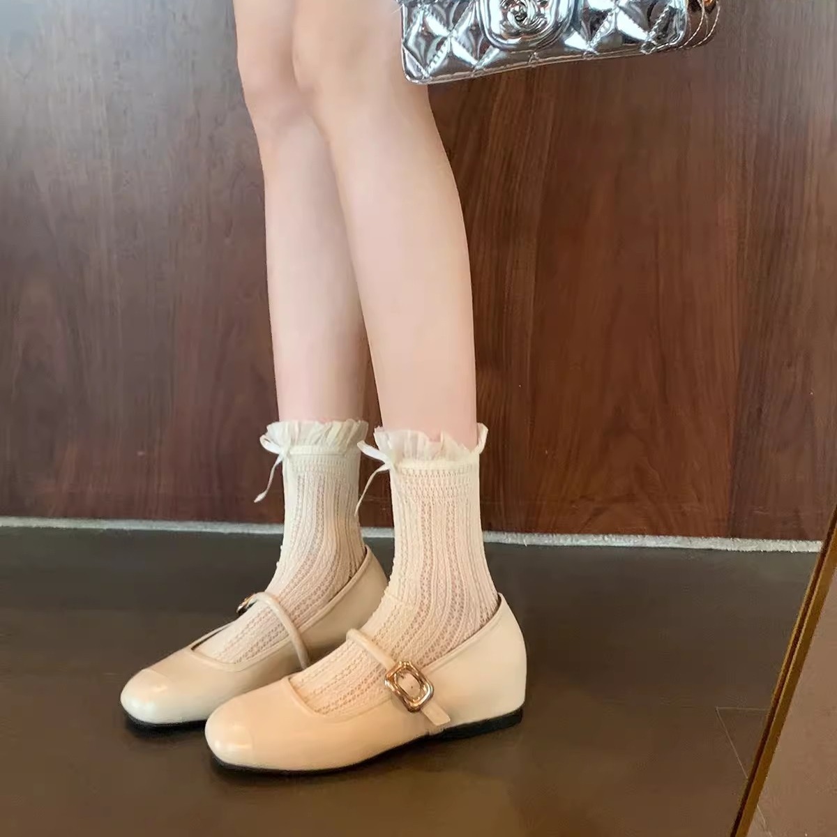 Versión de piel de vaca ~ Grape Mom mismo estilo de cuero, cabeza cuadrada, boca baja, una palabra con fondo plano, zapatos Mary Jane, zapatos individuales de mujer