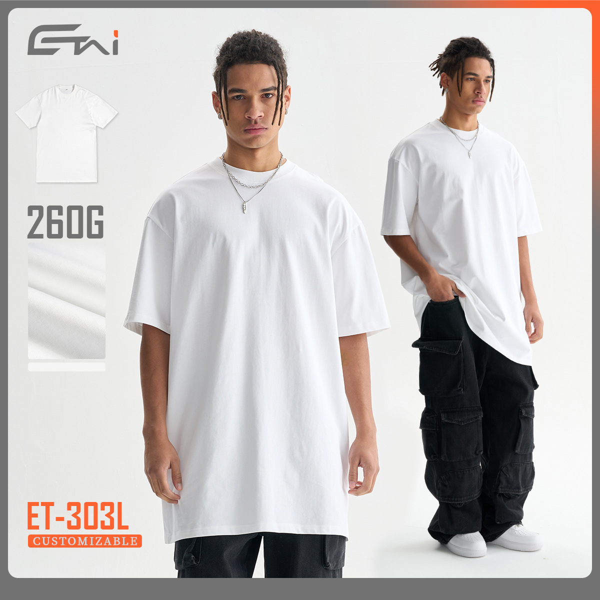 ETAI Hombre| Camiseta de alta calidad suelta de cuello redondo simple de color sólido alargada de algodón de manga corta