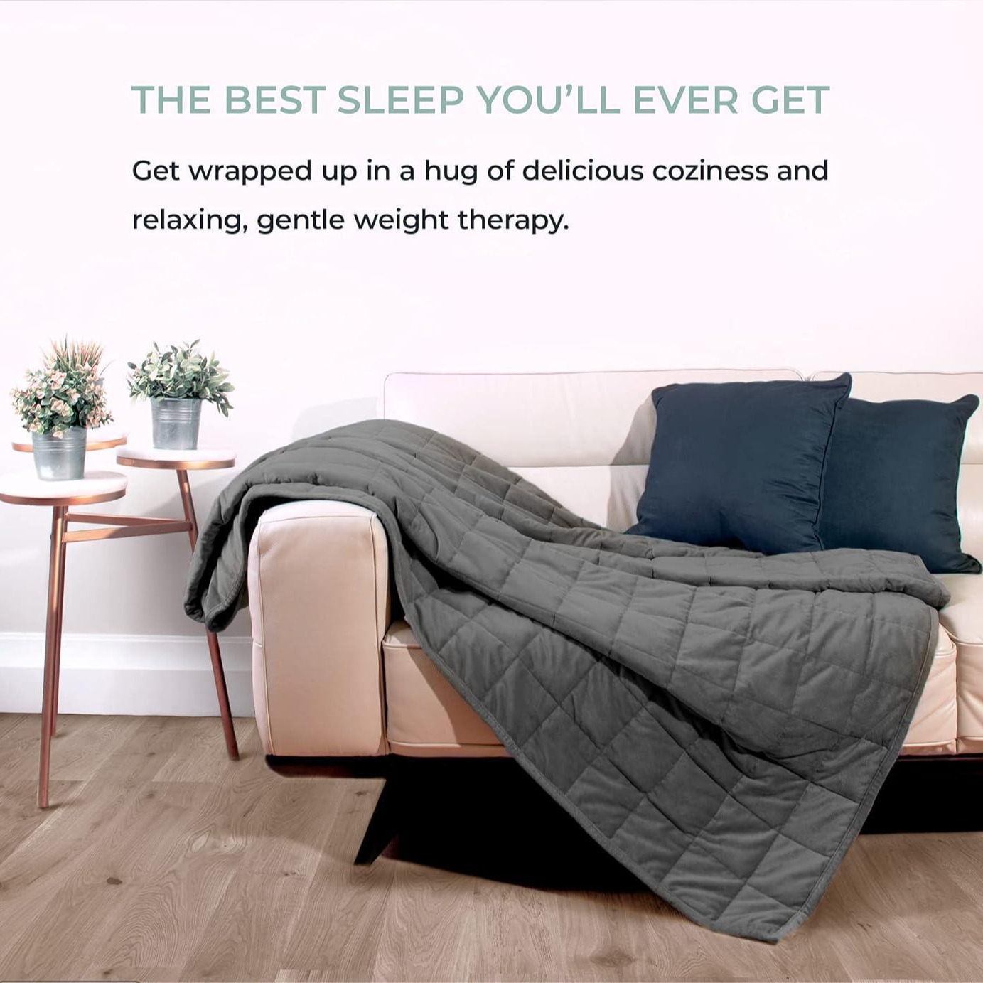 Suministro directo de fábrica, manta de gravedad de color sólido, relleno de cuentas de vidrio, blanco suave