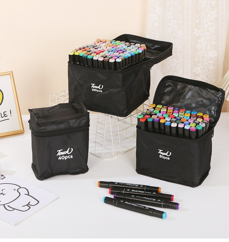 Schwarzschaftige doppelspitzige Alkohol-Ölmarker Kunstmalstifte Farbstifte Markierungsstifte Set für Schüler und Kinder Aquarellstifte