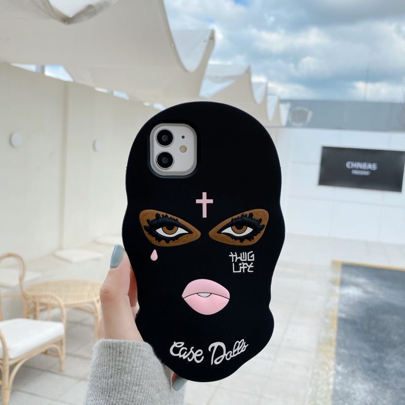Suitable for iPhone 17 Pro Black Widow Mask Phone Case, Funny Anti-Fall Silicone Protective Cover for Apple 11 XS Max