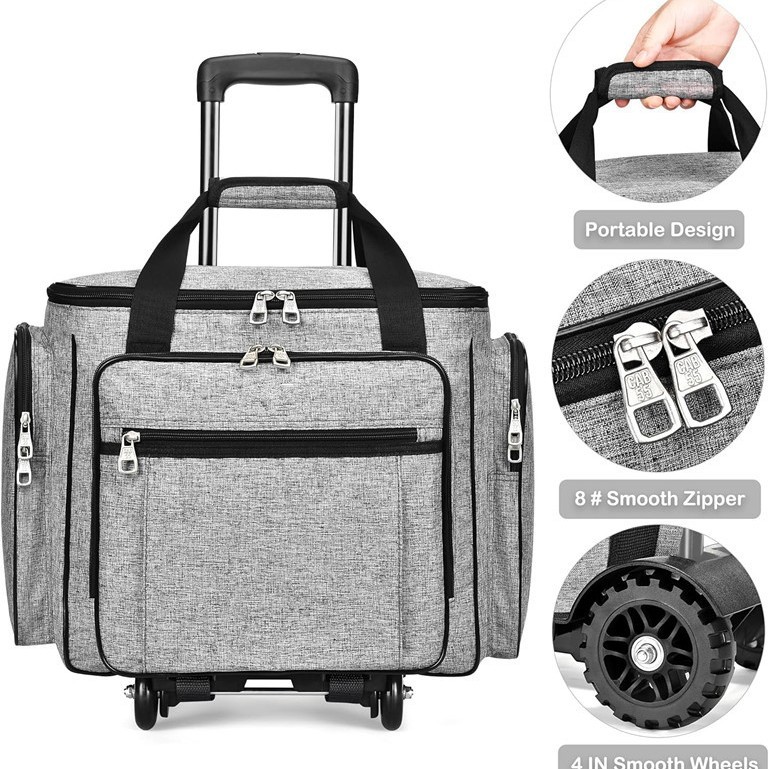 Rolling craft bag with wheel handbag roller roller roller bar…