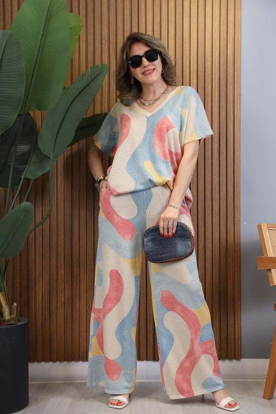 Casual Daily Women's Casual Simple Style Abstract Color Block Spandex Polyester Pant Co-ord Set Pants Sets display picture 2