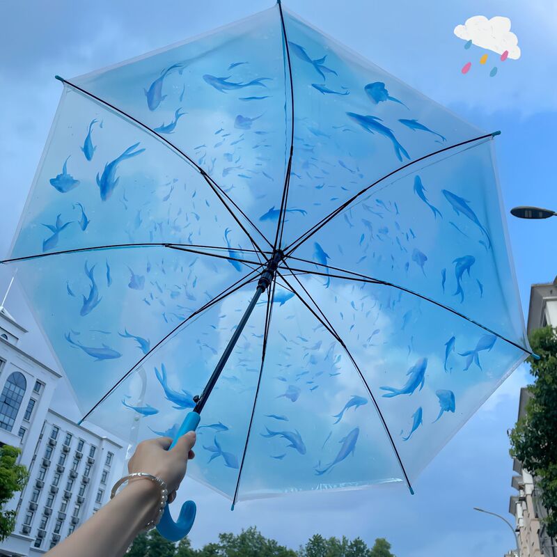 Wind-Resistant Umbrella Jellyfish Sturdy High-Value Transparent Long-Handle Student Collaboration Aquarium Lightweight Whale Photo Free Shipping
