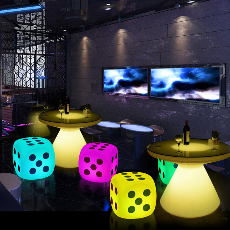 Control remoto inteligente LED iluminado mesas y sillas bar KTV patio bar casual celebridad en línea muebles de dados iluminados creativos image 3