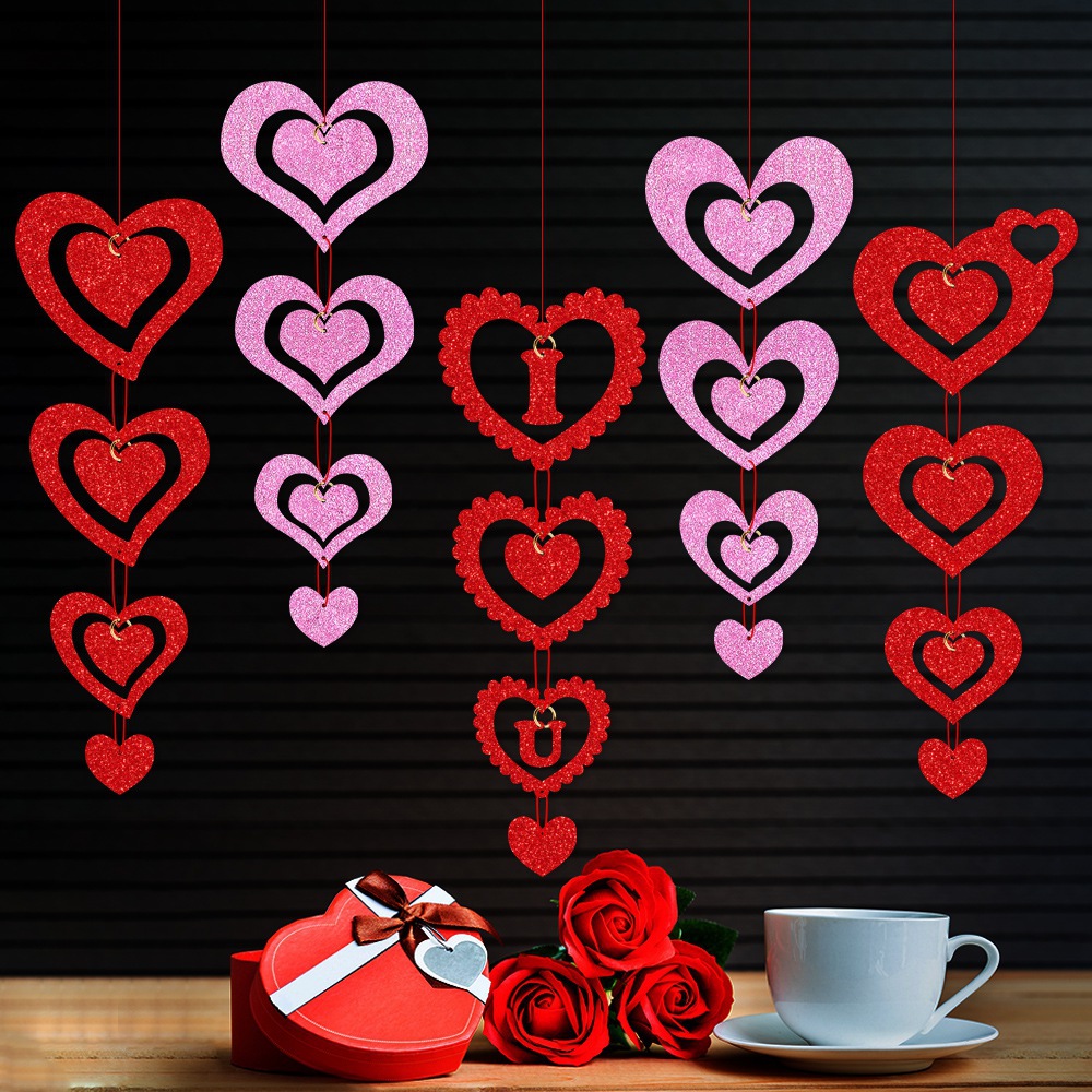 Nueva decoración de San Valentín hueco colgante colgante decoración de boda amor amor U colgante de techo