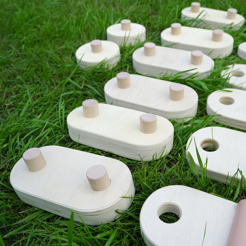 Tablero de equilibrio de madera para niños, conjunto de combinación de entrenamiento de integración sensorial, puente de una sola tabla para interiores y exteriores, barra de equilibrio táctil de pedaleo