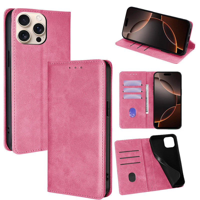 Suitable for Iphone17 Strong Magnetic Mobile Phone Case 16E Anti-Fall Card Apple 15Pro Mobile Phone Leather Case 14 Spot Wholesale
