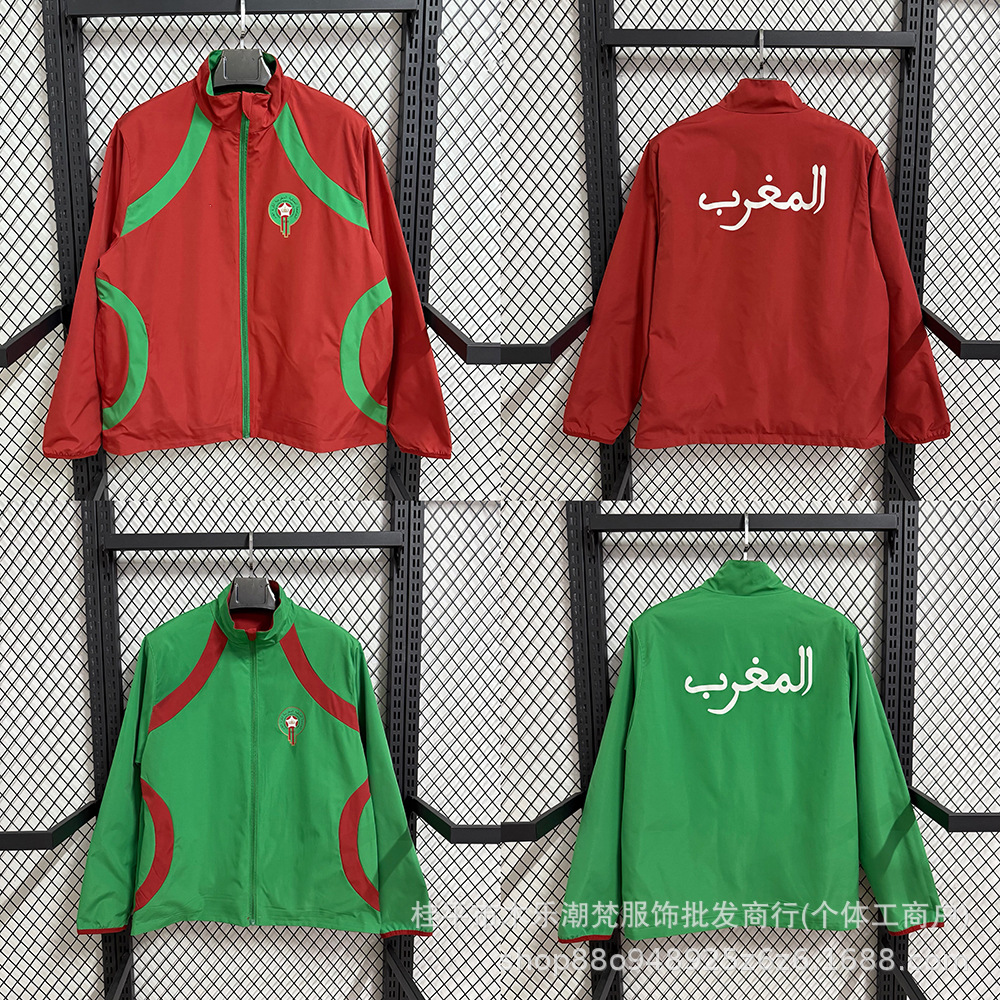 Cross-Border World Cup Football Training Jacket Windbreaker Stand Collar Double-Sided Coat Men Miami Barcelona Spain Morocco