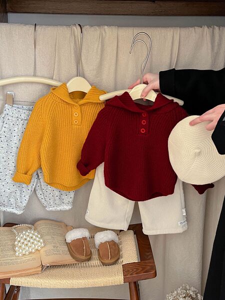 Children's demi-season keep warm woolen sweater for boys with hood…