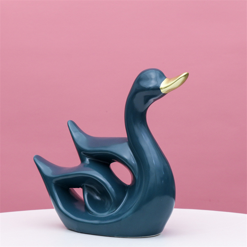Estilo europeo y americano Cisne decoración fábrica creativa simple cerámica salón TV gabinete vino gabinete decoración artesanía