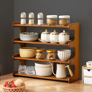 Kitchen Countertop Spice Rack Storage Rack Supplies Organizer Rack Layered Multi-Functional Storage Cabinet Cabinet Artifact