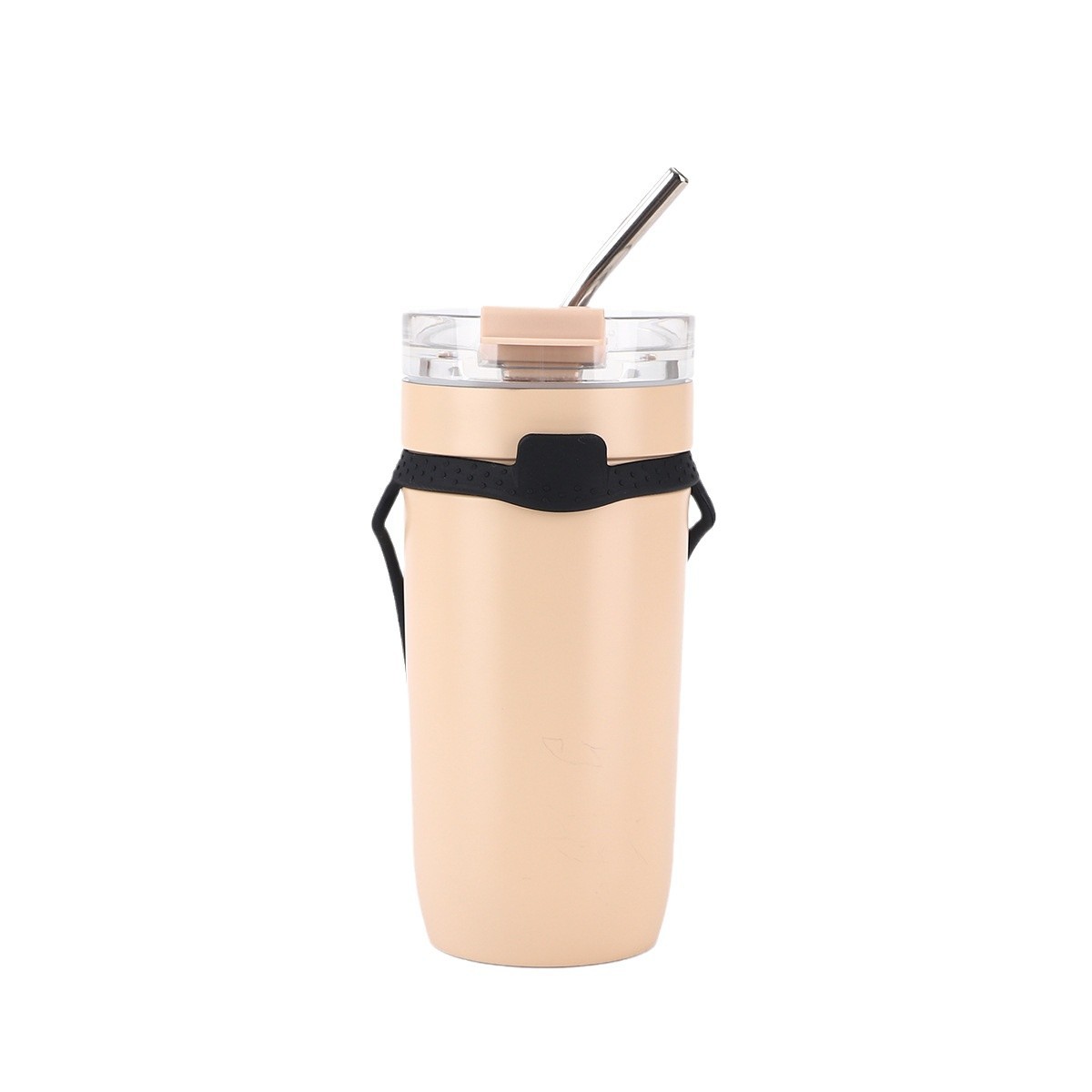 Taza de automóvil de acero inoxidable de Amazon simple taza de aislamiento térmico de doble capa de gran capacidad portátil de mano taza de agua de paja de vacío