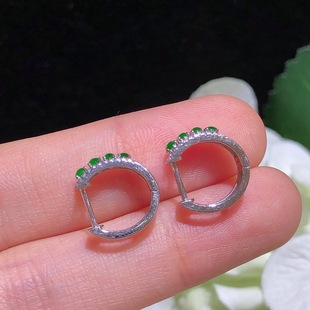 18k gold inlaid natural jade yang green egg face earrings jewelry earrings with certificate