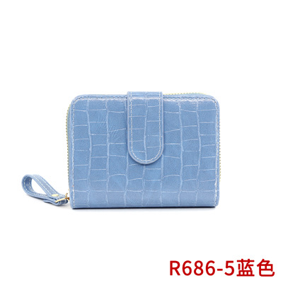 Nuevo estilo coreano de las mujeres cartera corta patrón de piedra moda hebilla de gran capacidad Multi-tarjeta monedero bolsa de identificación