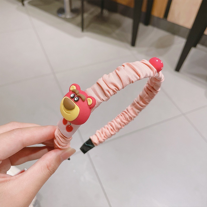 Color caramelo plisada diadema animal de dibujos animados lindo horquilla Corea del Sur Dongdaemun chica fresa oso estrella Shixi