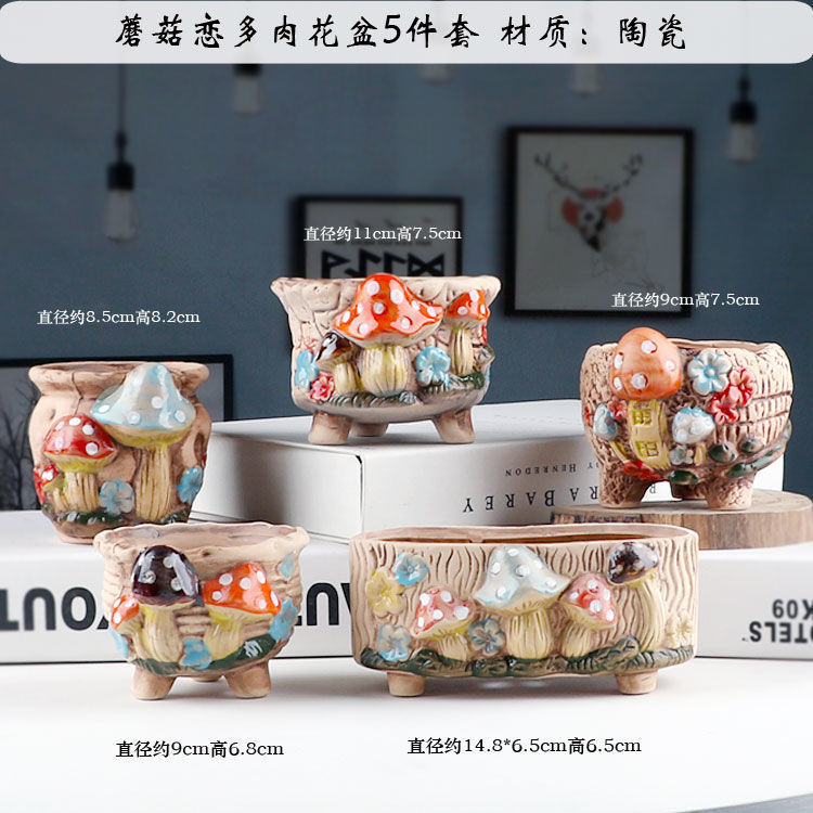 Succulent Plant Pots Plastic Rustic Pottery Simple Ceramic Small Pots Free Shipping