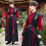 新款原创汉服男女绣花交领半臂武侠国风大码团服学生班服礼服套装