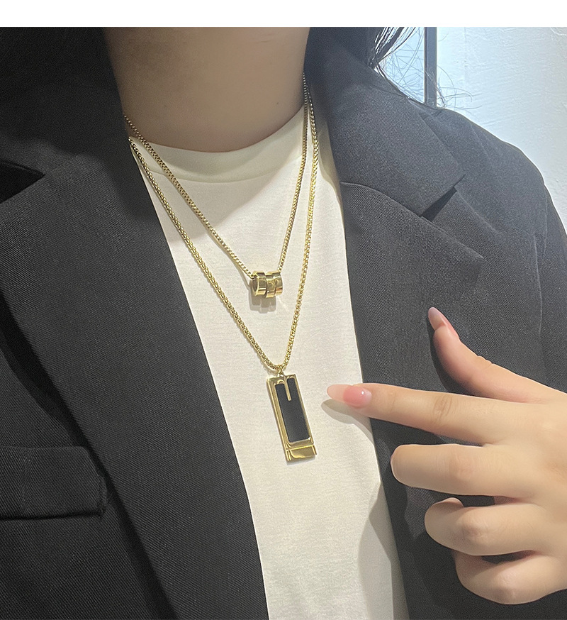 Fashion Square Titanium Steel Plating Sweater Chain 1 Piece