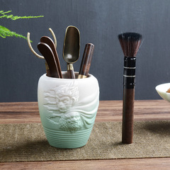 黑檀木茶道六君子配件套裝禪茶靜字茶筒茶夾茶刀養壺筆泡茶工具