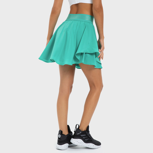 Shishi fake two-piece sports pants and skirts, slim-fitting elastic pocket sports shorts for women, loose and elegant sports skirts