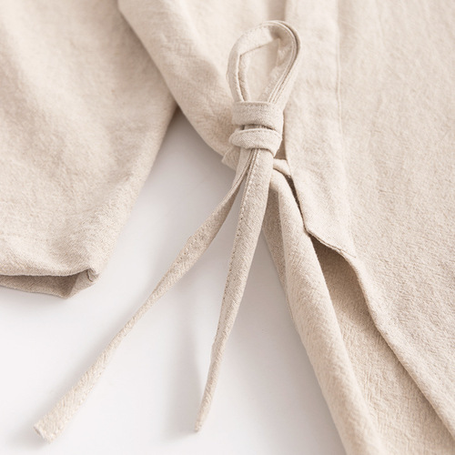 Lusu cotton linen linen pure Chinese style partial-breasted bathrobe yukata bed and breakfast hotel steaming suit high-end club SPA beauty