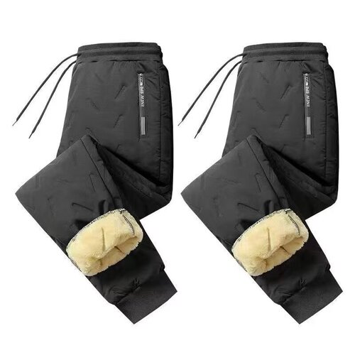 Men's Lamb Wool Winter Fleece Lined Thick Casual Pants Plus Size Outerwear Windproof Warm Down Cotton Pants