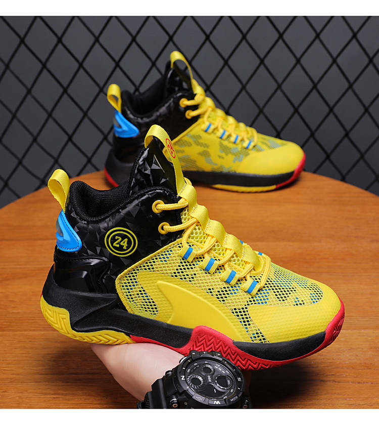 Chlapčenské športové 2022 jarná jesenná sezóna Nová sieťovaná priedušná basketbalová stredná a veľká detská šnurovacia bežecká obuv_voghion.com