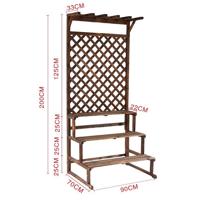 Soporte de flores de madera anticorrosión Soporte de maceta rejilla de piso estante de flores de patio interior madera maciza terraza de varios pisos al aire libre
