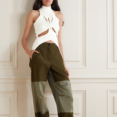 2024 Spring New Korean Dongdaemun Women's Sexy Off-the-Shoulder Irregular Versatile Slimming Knit Bralette Women's Trend