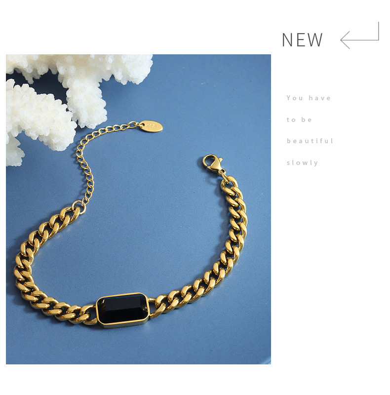 Retro Style PVD Coated Real Gold Plated 18K Gold Geometric 304 Stainless Steel Retro Waterproof Non Tarnish Bracelets Necklace