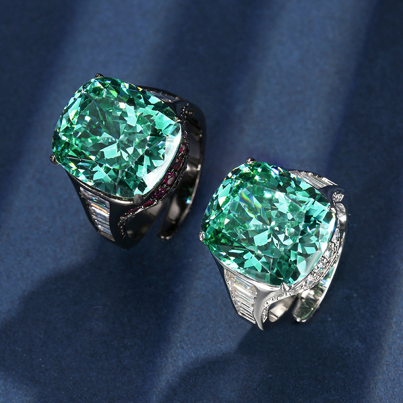 2025 Zhuangshengsheng joyería fondo de cobre chapado en oro simulación de moda retro anillo verde para mujer 14*16 al por mayor