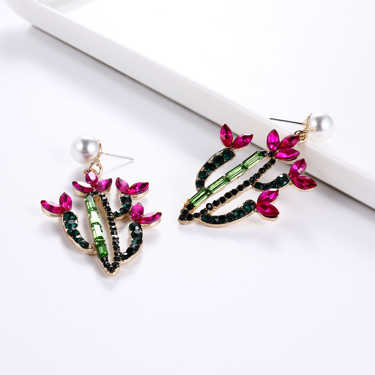 pearl flower temperament female personality sweet cactus earrings