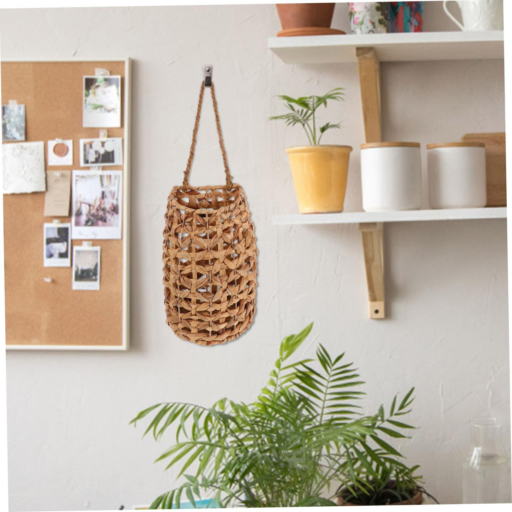 Cesta de pescado personalizada trenzada de grasa de calabaza decoración de pared cesto de almacenamiento decorativo hogar interior idílico cesto de flores colgadas en pared