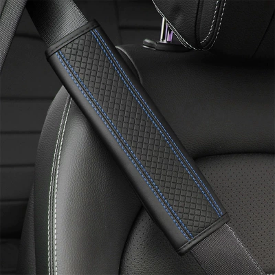 Wholesale JY cross-border hot-selling fiber Seat belt shoulder pad - dd-rhombus-shoulder-pad-single-black-blue-line-24cm
