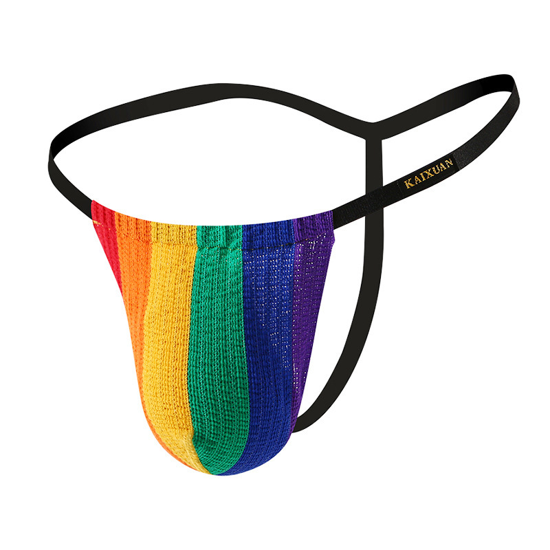 Men's Underwear with Thin Straps, Sexy Single Briefs, Knitted Ins Style Breathable Underwear, Trendy Men's Kx019-Dk