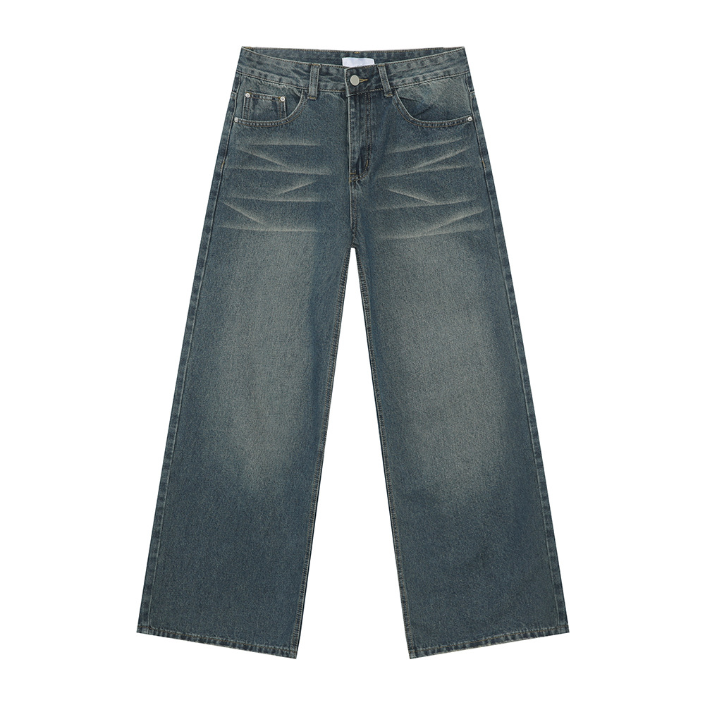 MTLCLOTHES Hombres| Nuevos productos de invierno estadounidenses de lavado de agua vibe piernas anchas rectas de limpieza jeans blancos