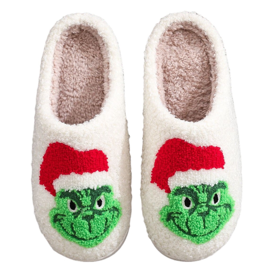 Amazon Navidad popular Grinch zapatillas de algodón para hombres y mujeres casa invierno Zapatillas de lana transfronteriza al por mayor Grinch