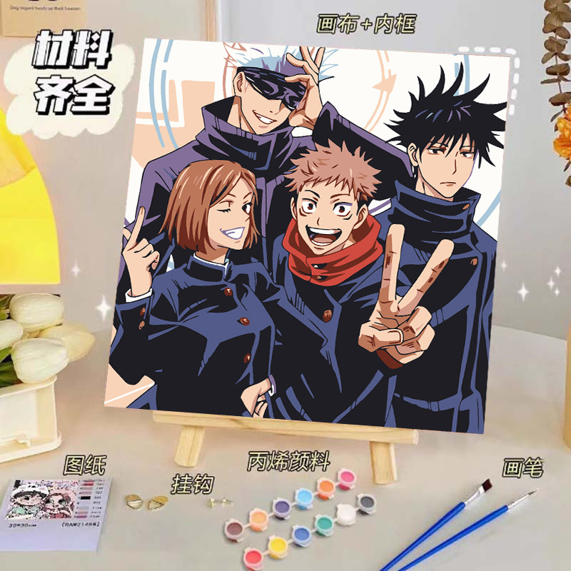 Pintura al óleo digital de bricolaje, dibujos animados para niños, pinturas para colorear hechas a mano, lindos puestos de animación curativos, comercio exterior transfronterizo