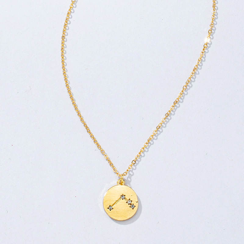 Wholesale Simple Twelve Constellation Letter Round Pendent Necklace display picture 1