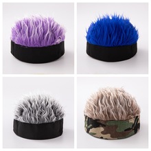 跨境假发帽男冬季一体帽子女地主帽潮搞怪瓜皮帽欧美嘻哈帽个性