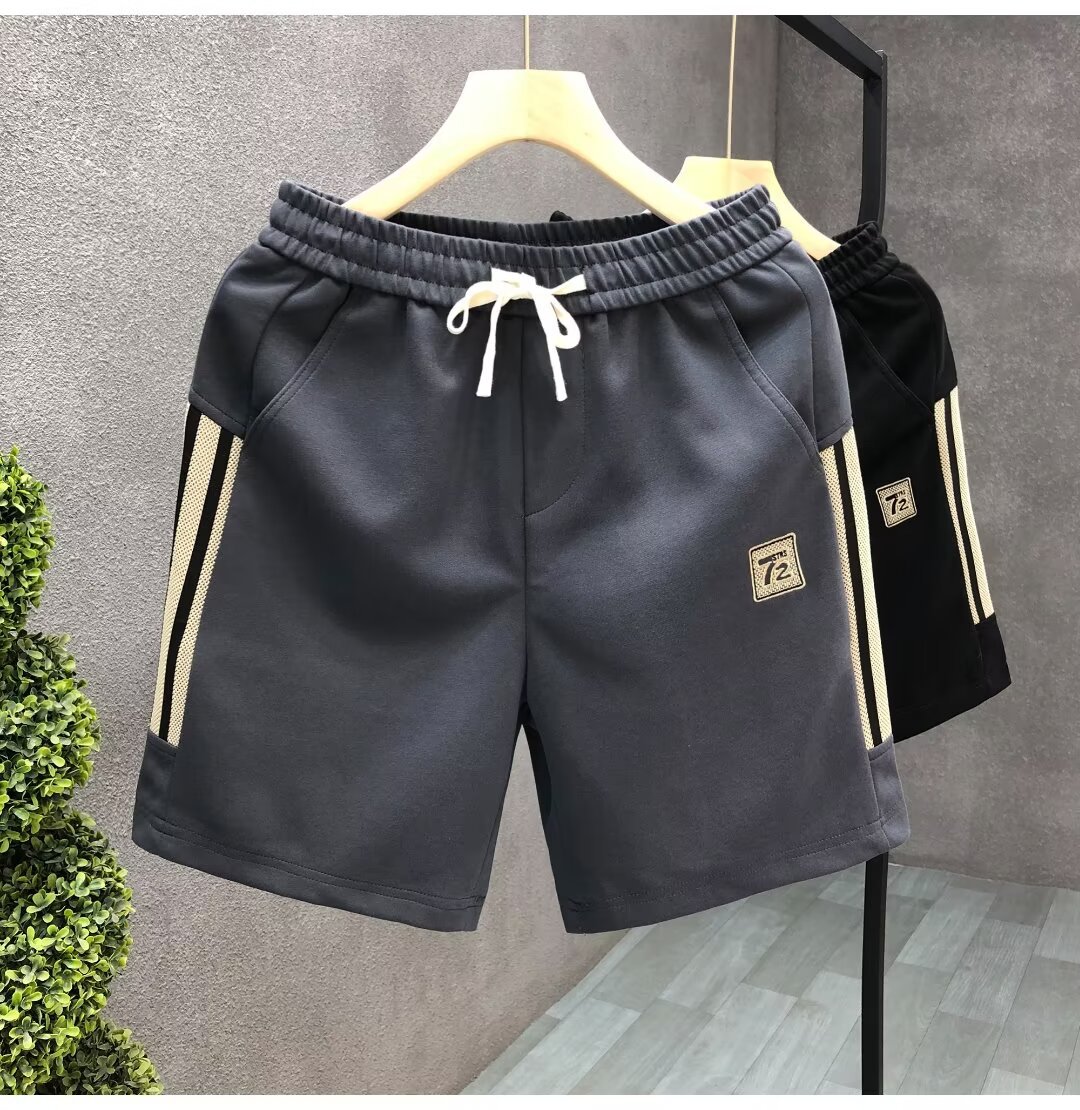 Men's Black Embroidered Casual Shorts Trendy Summer Outerwear Sports Pants New Style_viptrois.com