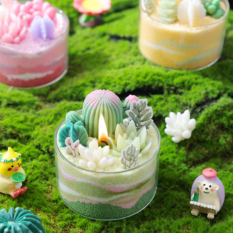 Serie de Velas Aromáticas de Suculentas DIY, Divertido Salón de Manualidades, Recuerdo con Forma de Cactus, Venta al por Mayor