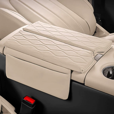 Suitable for Shanhai L7Plus Armrest Box Protective Pad Special Central Armrest Cover Heightening Pad Leather Cover (Armrest box pad) - jietu-x70l-beige